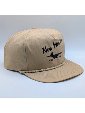 New Mexico Roadrunner Tan Beige Adjustable Strap Back Vintage Retro 80s Rope